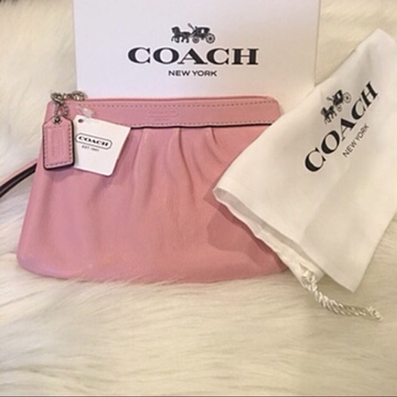 Coach Handbags - COACH PINK OR GREEN SOFT LEATHER WRISTLET